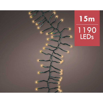 Kerstverlichting LED Cluster String 15M met 8 twinkel effecten - 1190 lampjes