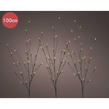 Kunststof kersttakken bruin met 72 micro LED lampjes - 100CM 
