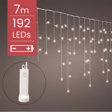 IJspegelverlichting op batterijen - 7 meter - 192 LED lampjes - warm wit - knipper functie