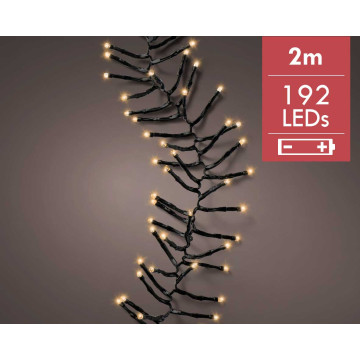 Kerstverlichting batterij LED cluster strings 2M - 192 lampjes -div lichtstanden 