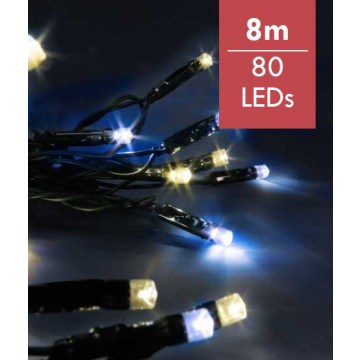 Kerstverlichting warm en koud wit - 8m - 80 LED lampjes