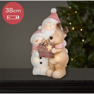 Kerstkabouter goud met LED verlichting - 16CM