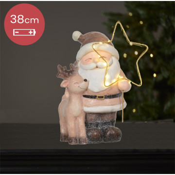 Kerstkabouter goud met LED verlichting - 16CM