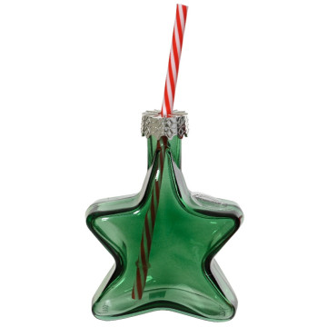 Kerst drinkglas stervormig met rietje - Groen
