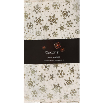 Witte kerst tafelloper - 150 x 32 cm