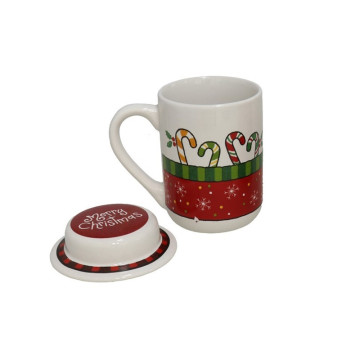 Kerstmok met deksel en zuurstokken - 400 ml