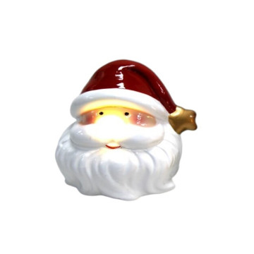 Beeldje kerstman hoofd met verlichte neus