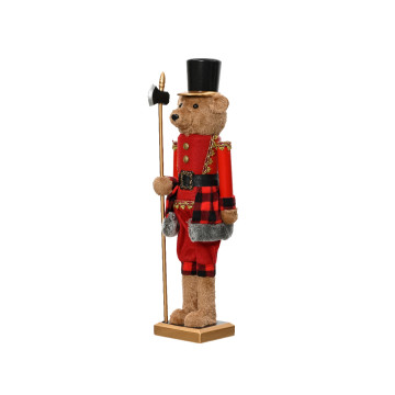 Notenkraker Beer in rode soldatenoutfit - 78 cm