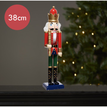 Notenkraker rood blauw met dirigeerstok - 38CM 