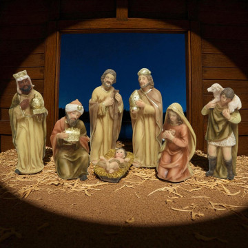 Klassieke Kerststal figuren - 7-delig - 11 cm hoog