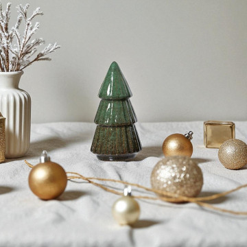 Porseleinen kerstboom, Gestileerd Bruin met 3 etages