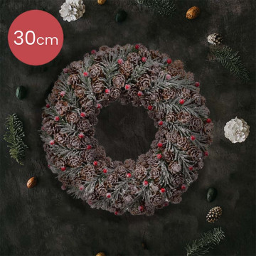 Decoratieve kerstkrans groen rood met glitter - Ø 30CM 