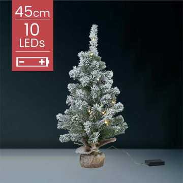 Kunstkerstboom met sneeuw op batterijen - 10 micro LED lampjes - 45CM 