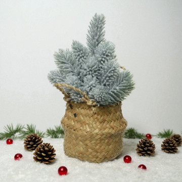 Micro kerstboom Blauw met sneeuw ø13x24 cm