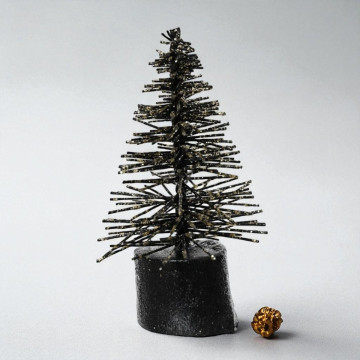 Set van 12 Micro Kerstboompjes - Zwart ø3,5x7 cm