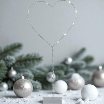 Tafel hart met 12 LED lampjes - 43 cm