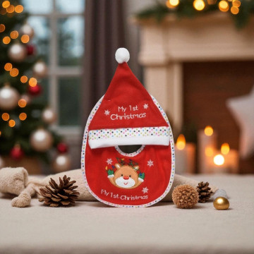 Kerst Baby Slabbetje met Muts - Lichtjes