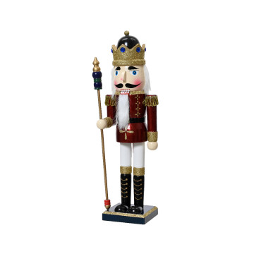 Traditionele notenkraker met kroon en dirigeerstok - 38 CM
