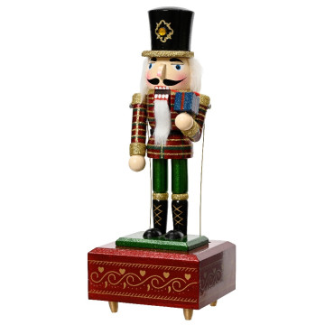 Traditionele Notenkraker met hoge hoed en cadeau - 30 cm hoog