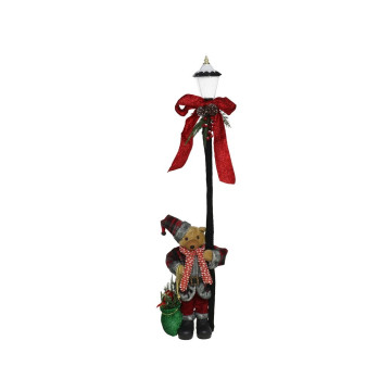Kerst Beer met lantaarnpaal met LED - 110 cm