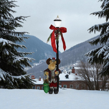 Kerst Muis met lantaarnpaal met LED - 110 cm