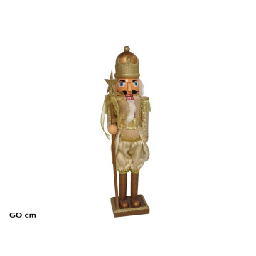Luxe gouden notenkraker met staf - 60 cm hoog