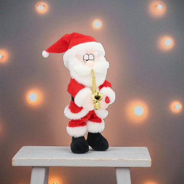 Pluche Kerstman met saxofoon - 36 cm 