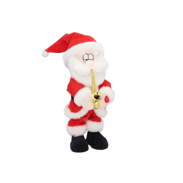 Pluche Kerstman met saxofoon - 36 cm 