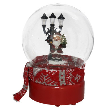 Kerst schudbol Kerstman met muziek en licht 13 x 19 cm