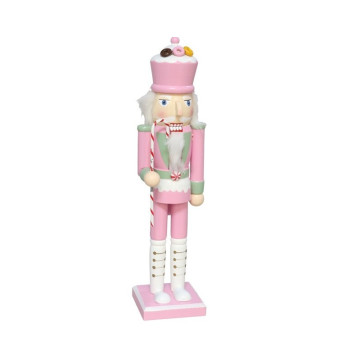 Roze houten Candy Notenkraker met een snoepstok - 38 cm 
