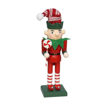 Kerst elf met puntmuts en zuurstok - 25 cm