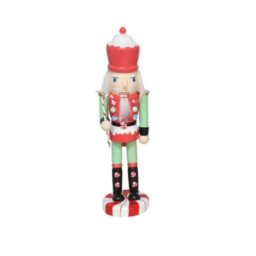 Feestelijke Notenkraker met zuurstok - 25 cm