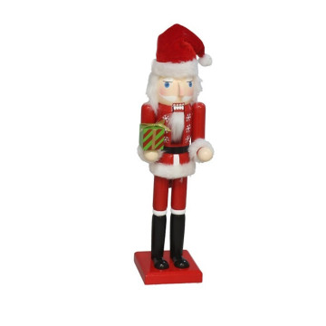 Notenkraker kerstman met cadeau - 38 cm