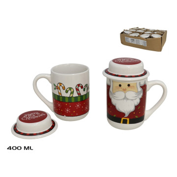 KOPJE CHRISTMAS M/DEKSEL 400ML 9X13.5CM 2 ASSORTIM