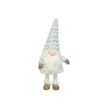 Kerstgnoom met verlichte neus  58cm - Blauw