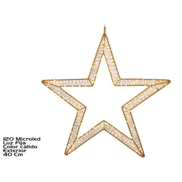 Silhouet kerstster met 120 Microleds - Warm wit - 40 cm