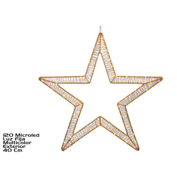 Silhouet kerstster met 120 Multicolor Microleds - 40 cm