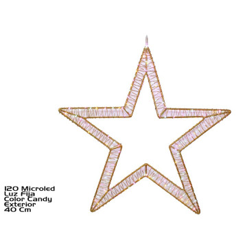 Silhouet kerstster 'Candy' met 120 Soft Multicolor Microleds - 40 cm