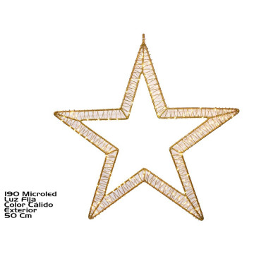Silhouet kerstster met 190 Microleds - Warm wit - 50 cm