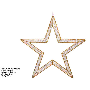 Silhouet kerstster met 190 Multicolor Microleds - 50 cm