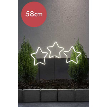 Metalen kerstster met LED verlichting - Set van 3 - 58 cm