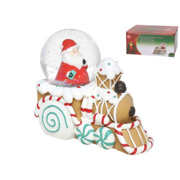 Trein van peperkoek met Kerstman Schudbal