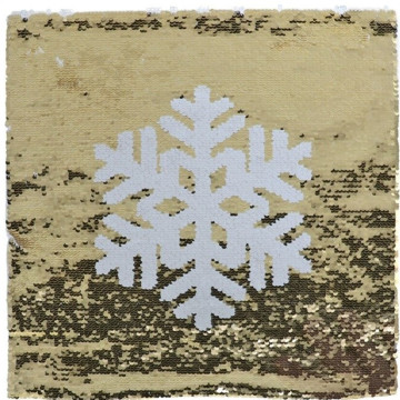Kerst pailletten kussenhoes met sneeuwvlok - Goud - 38,5 x 38,5 cm 