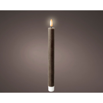 Set van 2 LED dinerkaarsen bruin - 24,5 cm