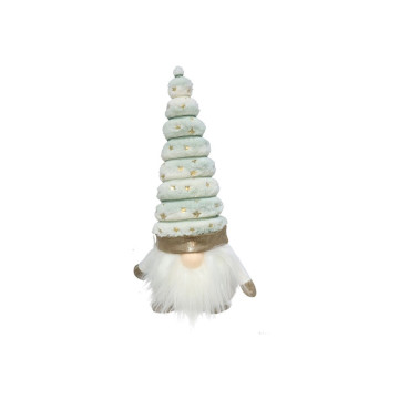 Kerstgnoom met verlichte neus 34 cm -Groen