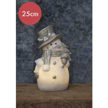Sneeuwpop "Buddy" verlicht - 25cm