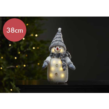 Hoge Sneeuwpop met grijze sjaal -38cm 