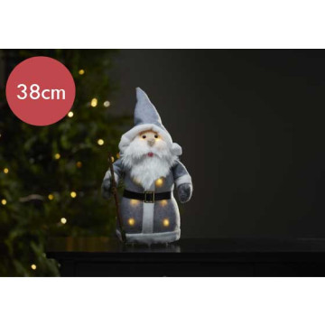 Grote verlichte kerstman grijs - 38cm