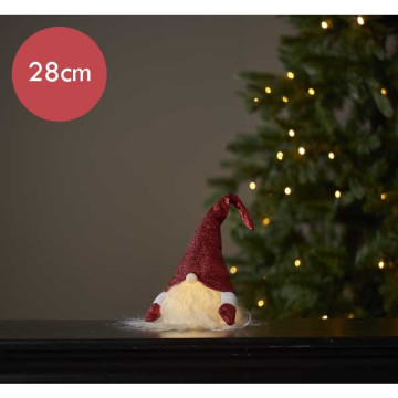 Kerstkabouter rood met LED verlichting - 28 cm