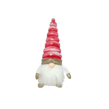 Kerstgnoom met verlichte neus 34 cm -Rood